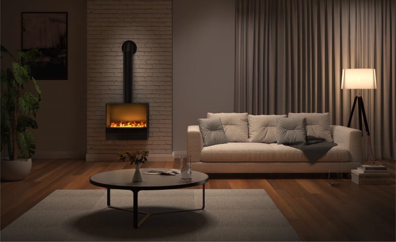 LED water vapour fireplaces